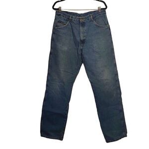 Wrangler Rugged Wear Men's Heavy Denim Red Flannel Lined 36x32